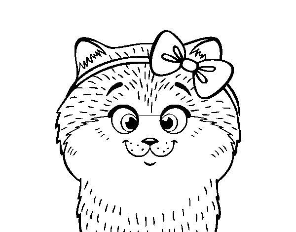 A cat with ribbon coloring page