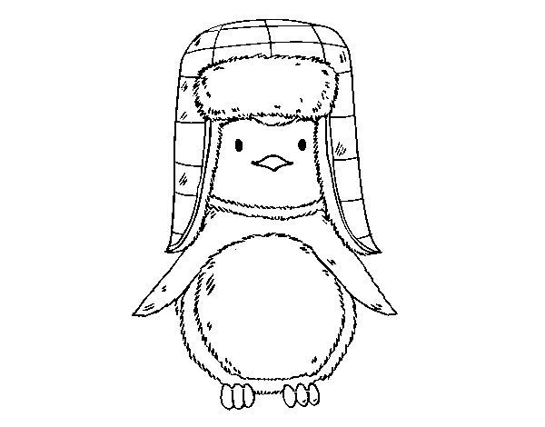 A penguin with cap coloring page