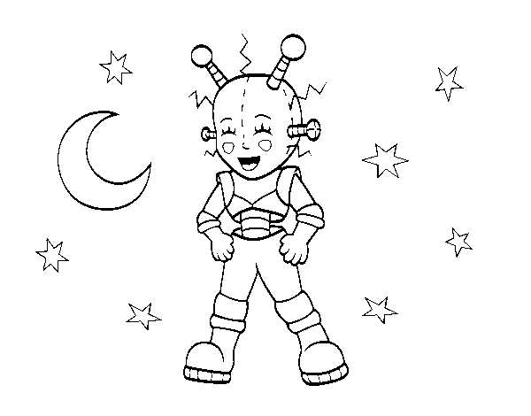 Astronaut robot coloring page