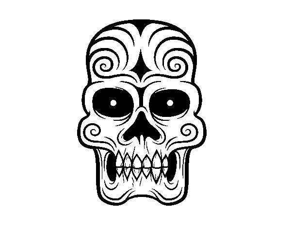Aztec skull coloring page