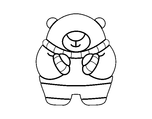 Bear in winter coloring page