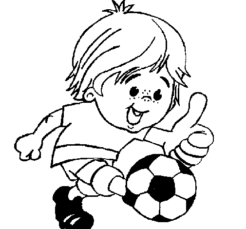 Boy playing football coloring page