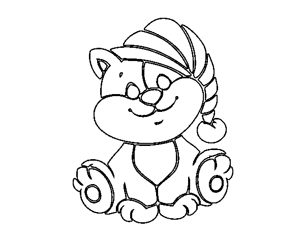 Cat with hat coloring page - Coloringcrew.com