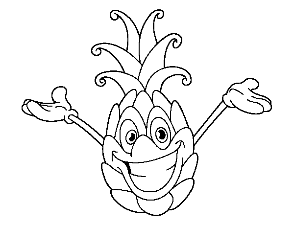 Cheerful pineapple coloring page