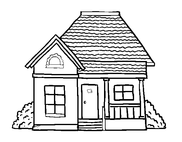 Cottage of the village coloring page