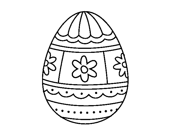 Easter egg with decorations coloring page