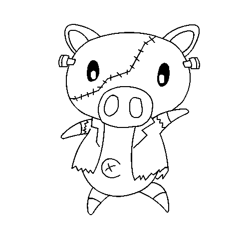 Graffiti the pig frankensteint coloring page