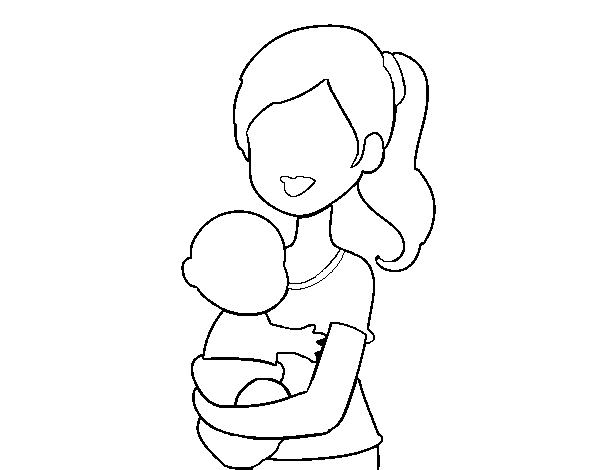 In arms of mom coloring page