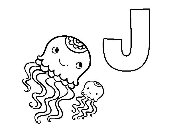J of Jellyfish coloring page