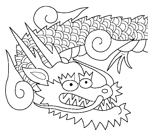 Japanese dragon II coloring page