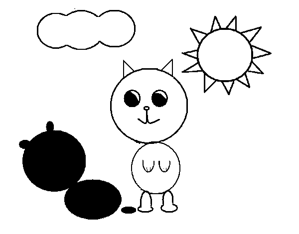 Kitten and his shadow coloring page