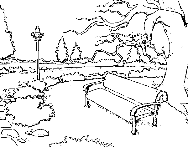Landscape park coloring page
