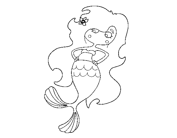 Mermaid with arms in the hip coloring page