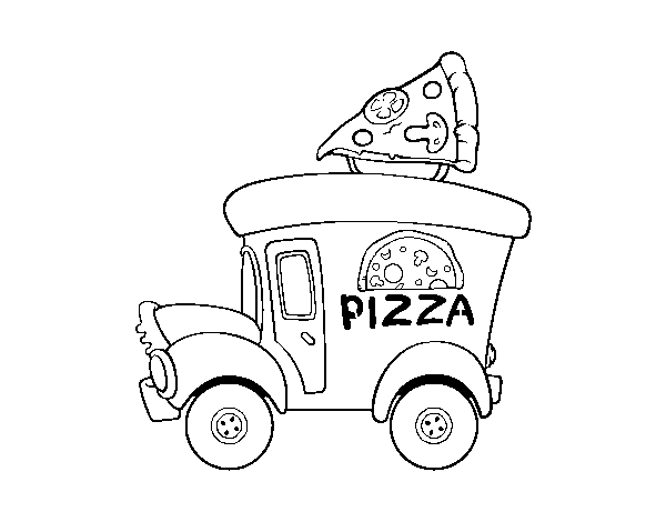 Pizza food truck coloring page