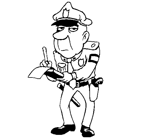 Police officer giving a fine coloring page