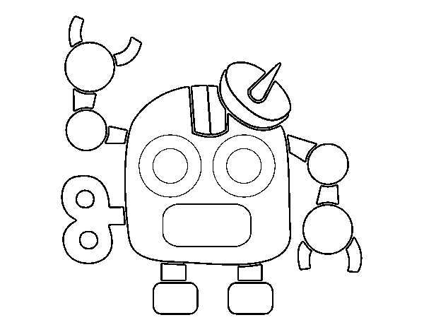 Robot with antenna coloring page