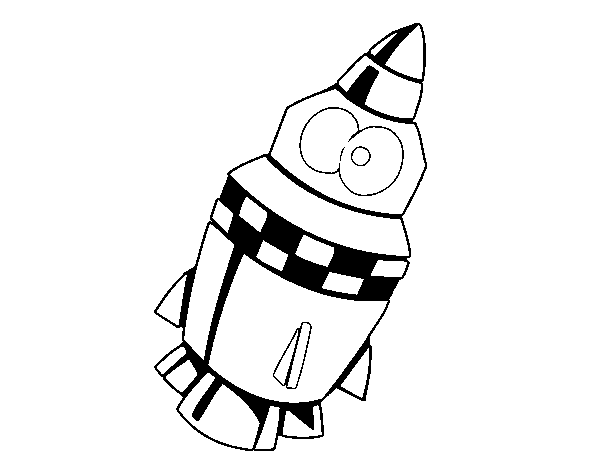 Rocket with eyes coloring page