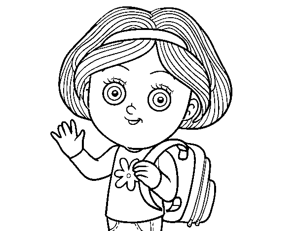 School girl coloring page