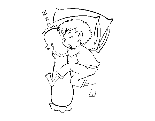 Sleeping little boy coloring page