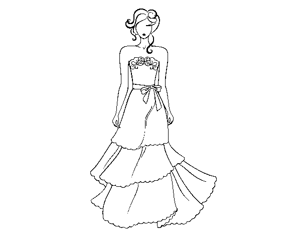 Strapless wedding dress coloring page