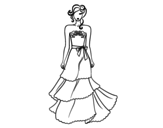 Strapless wedding dress coloring page
