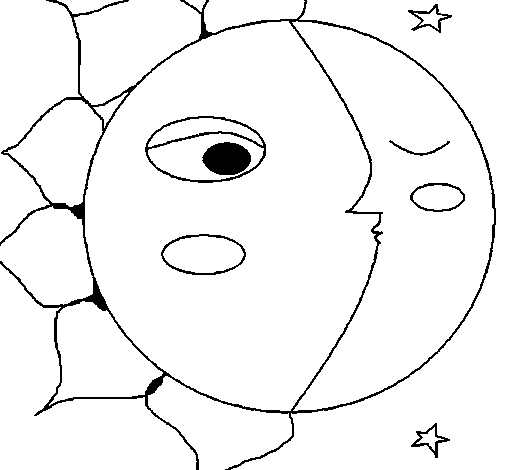 Sun and moon 3 coloring page