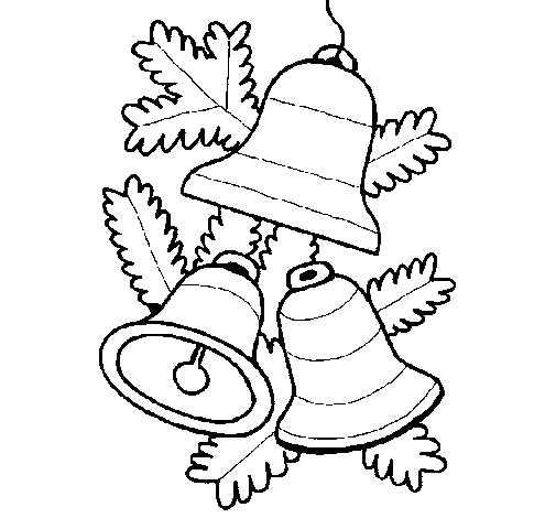 3 Christmas bells coloring page