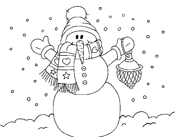 A Christmas snowman coloring page