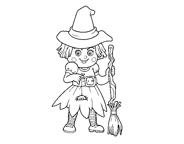 A little witch coloring page