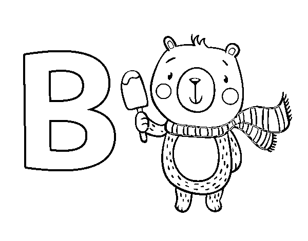B of Bear coloring page