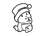 Dibujo de Baby with Santa Claus Hat
