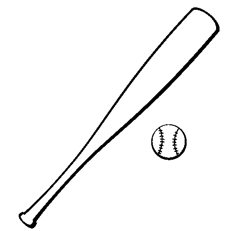 Baseball bat and baseball ball coloring page