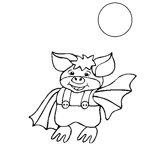 Bat wearing trousers coloring page