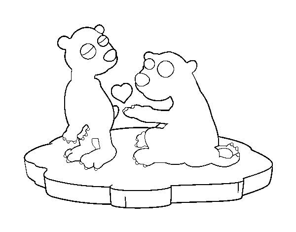 Bears couple in love coloring page