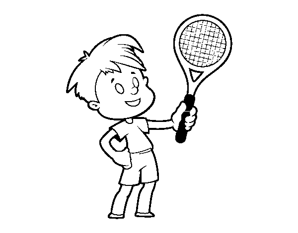 Boy with racket coloring page