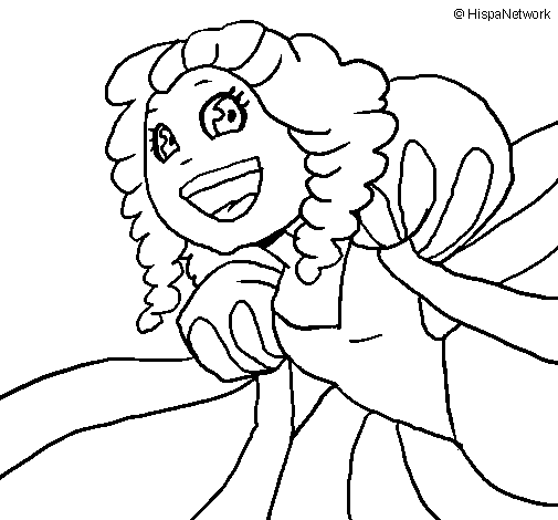 Cheerful princess coloring page