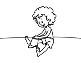 Child playing in the sand coloring page