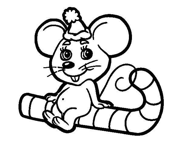 Christmas mouse coloring page