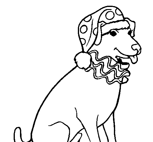Clown dog coloring page