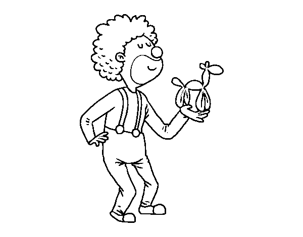 Clown with a balloon coloring page