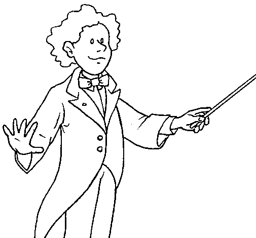 Conductor with baton coloring page