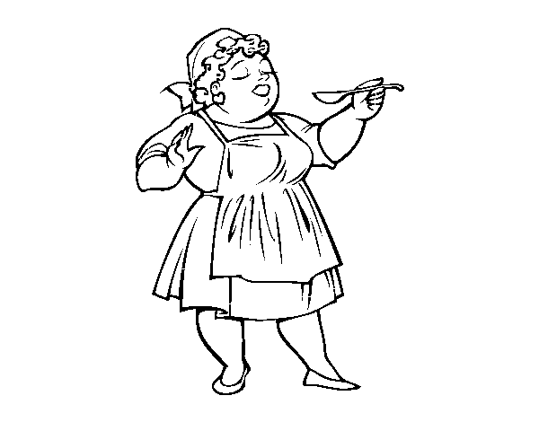 Cook woman coloring page