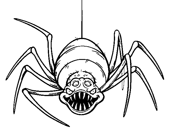 Creepy spider coloring page
