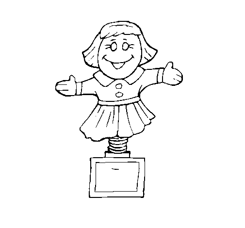 Doll on springs coloring page