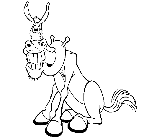 Donkey with a big grin coloring page
