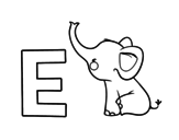 E of Elephant coloring page