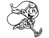 Elf running with a sack coloring page