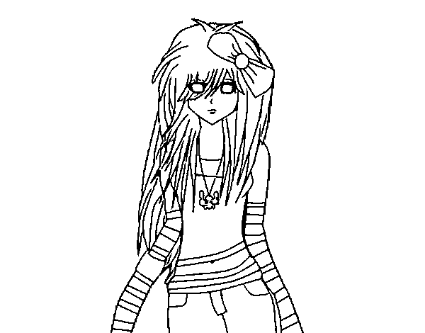Emo fashionable coloring page