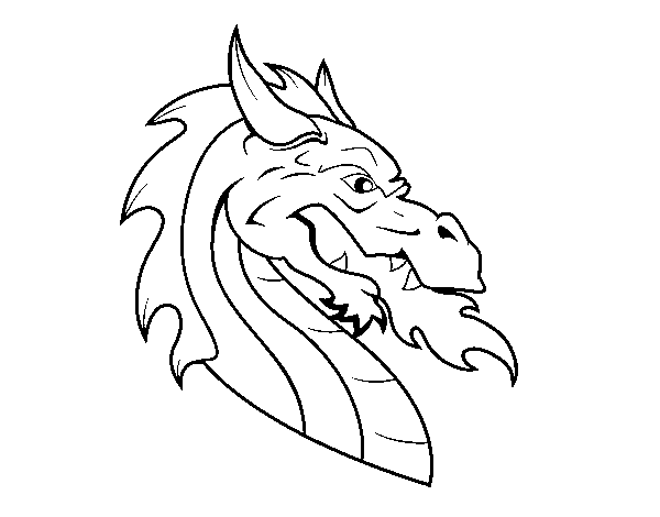 European dragon head coloring page