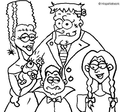 Family of monsters coloring page